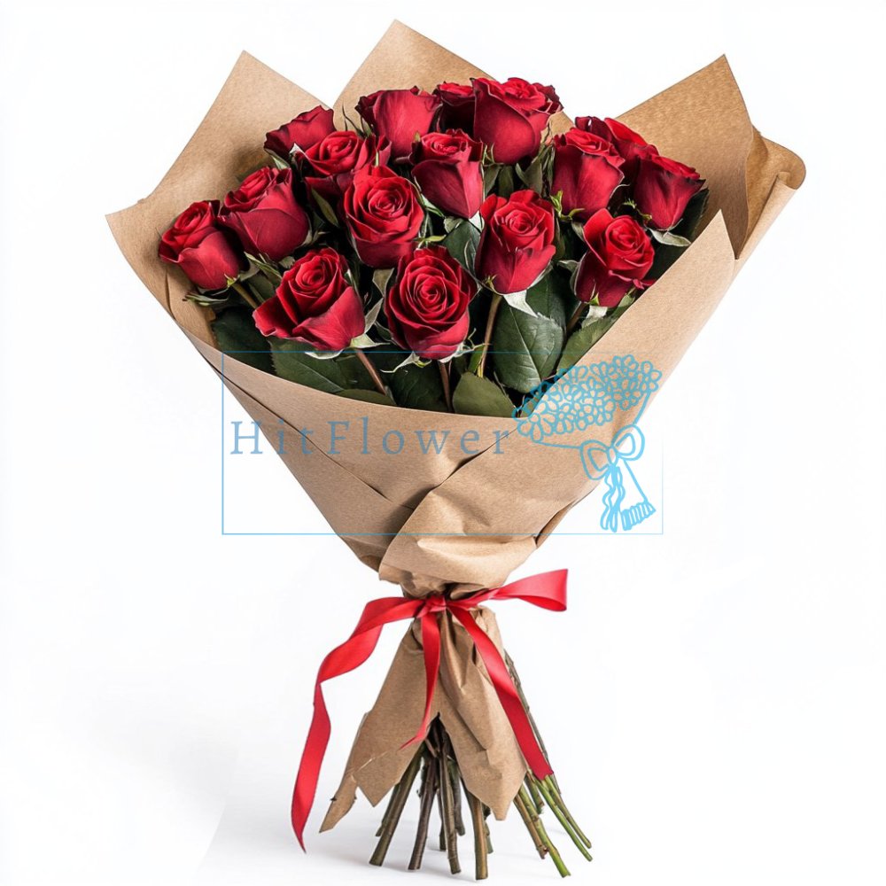 Букет из 17 красных роз Букет роз 17 красных роз
